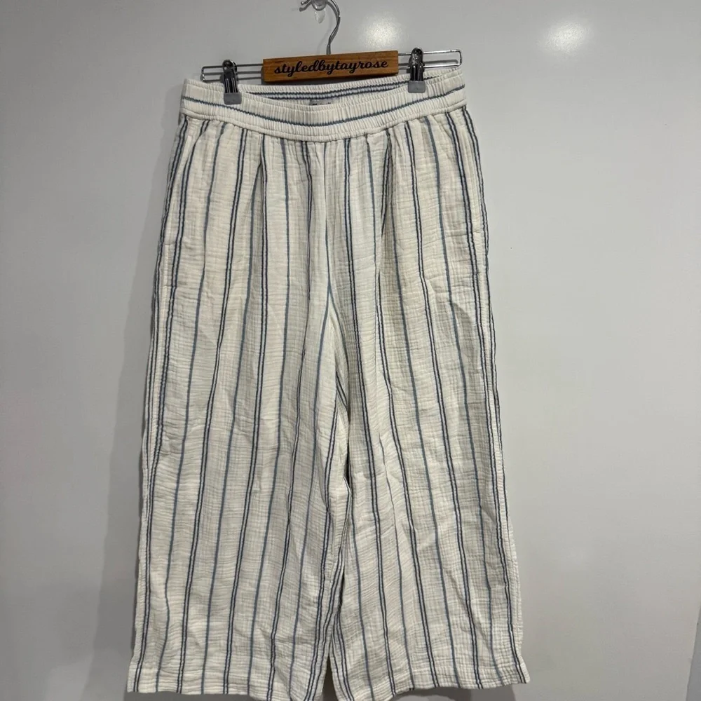 Madewell The Untailored Wide-Leg Crop Pant in Striped Lightspun - Picture 4 of 10